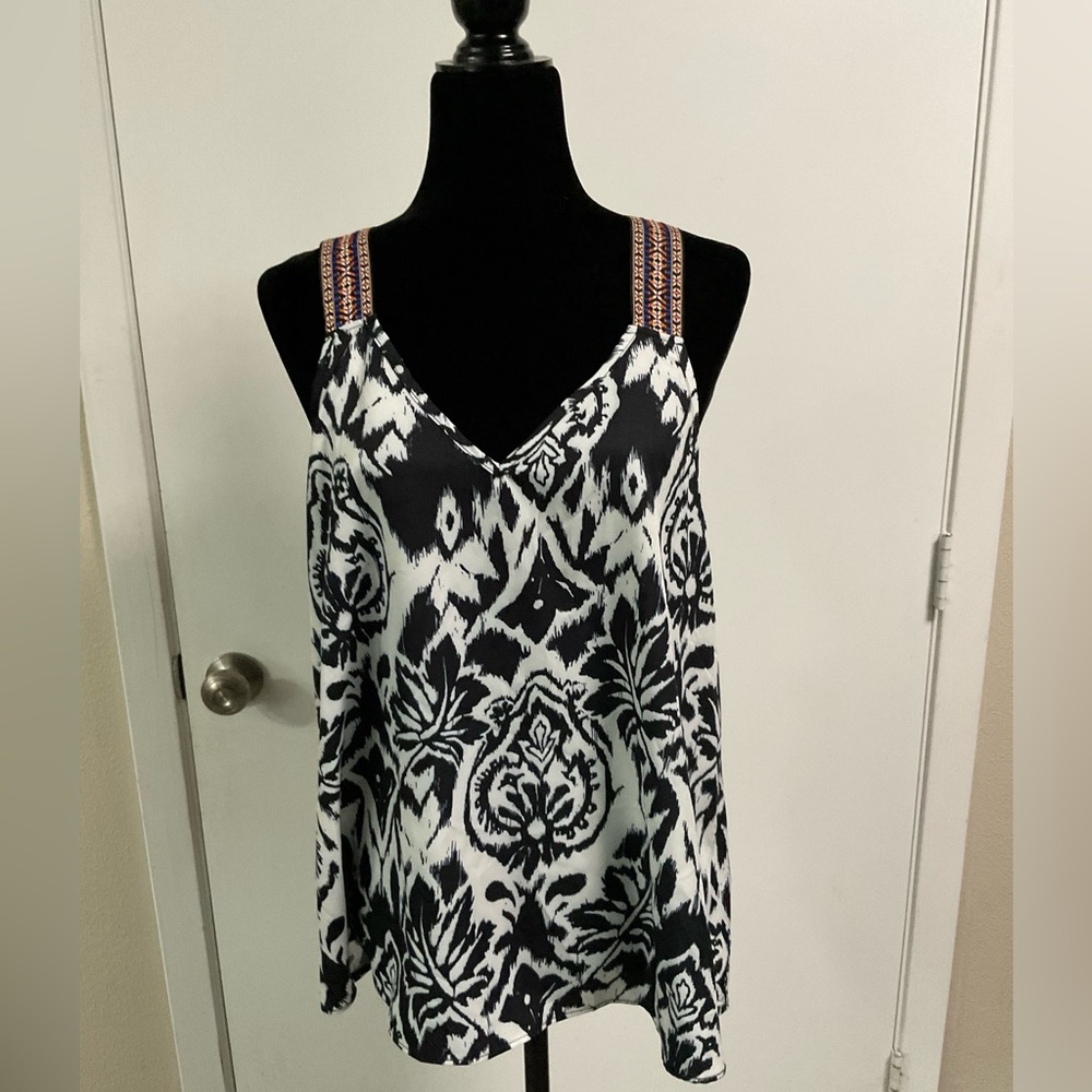 SHEIN Black and White Patterned Camisole, Size XL, NWOT